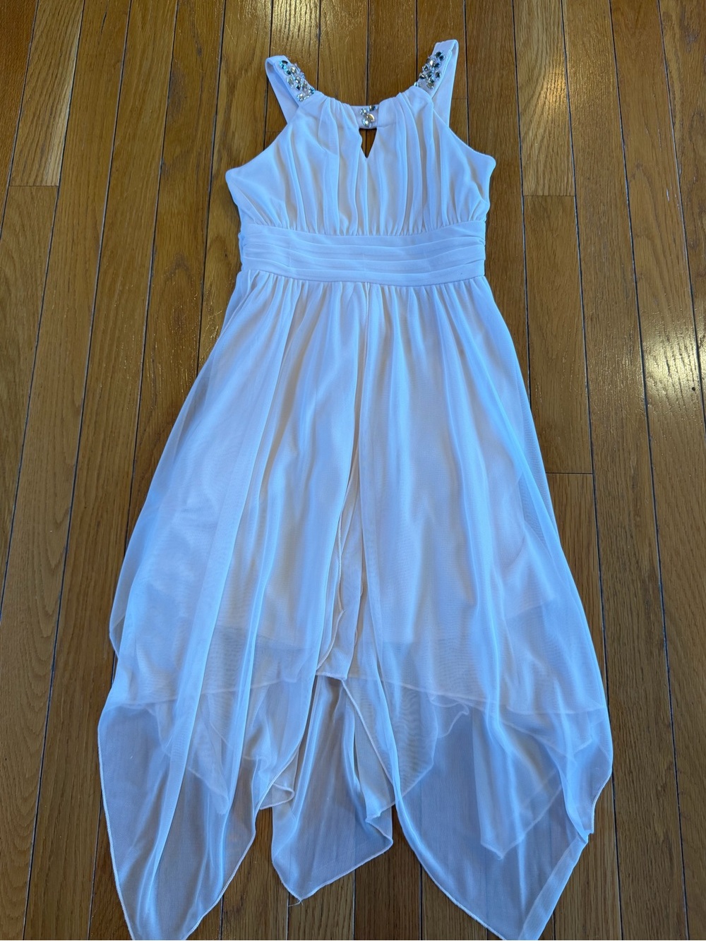 Rare Editions Sz 8 Sleeveless Rhinestone Chiffon Asymmetrical Hem Fancy Dress